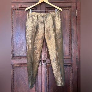 Anthropologie Elevenses Gilded Jacquard Crop Ankle
Pants in Metallic Gold. S, 4